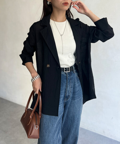 Chez toi（シェトワ）の「【ON/OFF使える】シアーテーラードジャケット（テーラードジャケット・レディース・ブラック/ベージュ/ライトベージュ・FREE）」の15枚目の写真