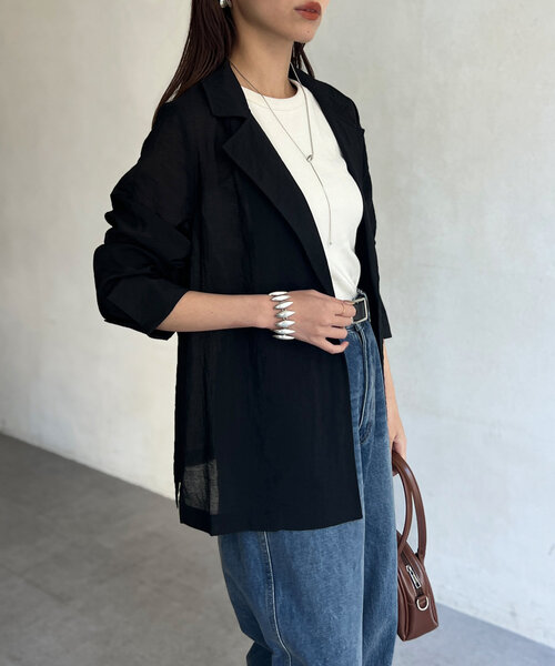 Chez toi（シェトワ）の「【ON/OFF使える】シアーテーラードジャケット（テーラードジャケット・レディース・ブラック/ベージュ/ライトベージュ・FREE）」の20枚目の写真