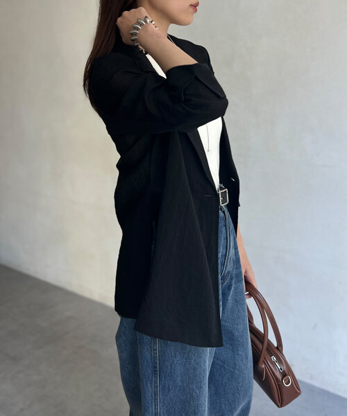 Chez toi（シェトワ）の「【ON/OFF使える】シアーテーラードジャケット（テーラードジャケット・レディース・ブラック/ベージュ/ライトベージュ・FREE）」の21枚目の写真