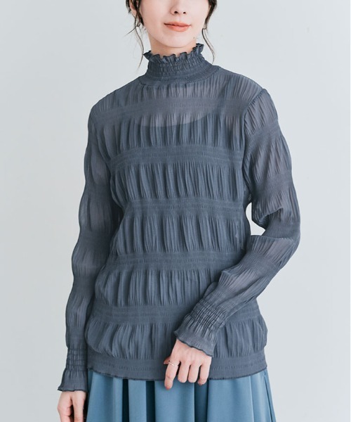 kirakiraShop(キラキラショップ)の「シャーリング シフォン シアー ブラウス(シャツ/ブラウス・レディース・グレー/アイボリー/ブラック/チャコール/ブラウン・L/M/S)」の16枚目の写真