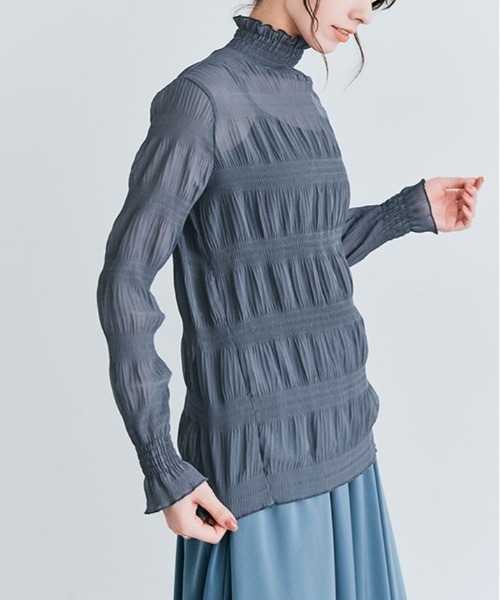 kirakiraShop(キラキラショップ)の「シャーリング シフォン シアー ブラウス(シャツ/ブラウス・レディース・グレー/アイボリー/ブラック/チャコール/ブラウン・L/M/S)」の17枚目の写真