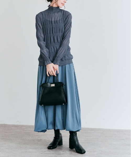 kirakiraShop(キラキラショップ)の「シャーリング シフォン シアー ブラウス(シャツ/ブラウス・レディース・グレー/アイボリー/ブラック/チャコール/ブラウン・L/M/S)」の20枚目の写真