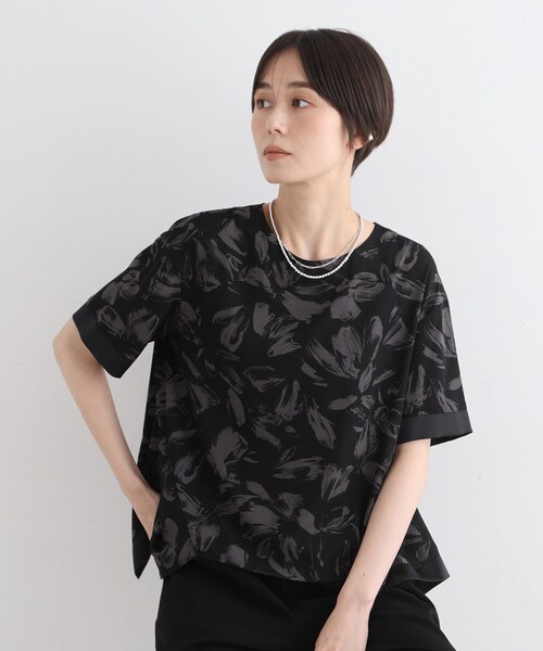 【洗える】ブラッシュドフラワー柄ブラウス セール】【洗える】ブラッシュドフラワー柄ブラウス（シャツ