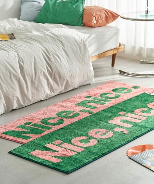 Ein（アイン）の「Ein/【2サイズ展開】"Nice nice"スクエア ラグ マット（ラグ/マット・レディース・グリーン系その他/ピンク系その他・MEDIUM/LARGE）」の12枚目の写真
