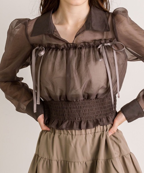 OLIVE des OLIVE(オリーブデオリーブ)の「【WEB限定】ダブルリボン長袖シャツブラウス(シャツ/ブラウス・レディース・アイボリー/ブラウン/クリーム・FREE)」の10枚目の写真