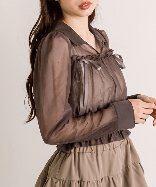 OLIVE des OLIVE(オリーブデオリーブ)の「【WEB限定】ダブルリボン長袖シャツブラウス(シャツ/ブラウス・レディース・アイボリー/ブラウン/クリーム・FREE)」の11枚目の写真