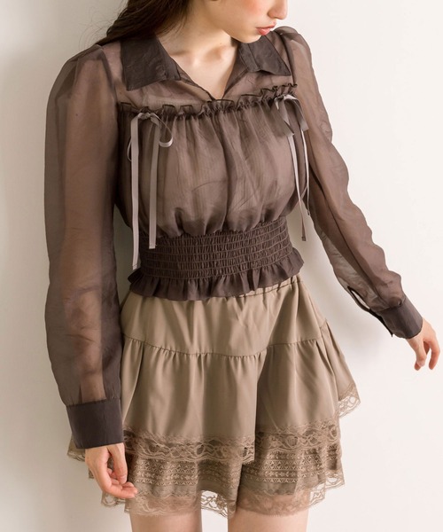 OLIVE des OLIVE(オリーブデオリーブ)の「【WEB限定】ダブルリボン長袖シャツブラウス(シャツ/ブラウス・レディース・アイボリー/ブラウン/クリーム・FREE)」の14枚目の写真