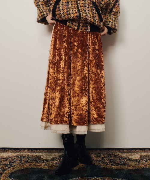 manana suerte（マニャーナスエルテ）の「SPECIAL EDITIONクラッシュベロアスカート（スカート・レディース・ブラック/オレンジ・FREE）」の16枚目の写真