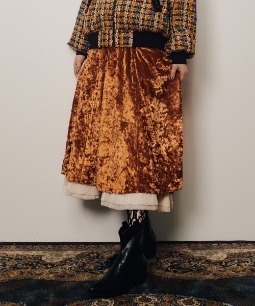 manana suerte（マニャーナスエルテ）の「SPECIAL EDITIONクラッシュベロアスカート（スカート・レディース・ブラック/オレンジ・FREE）」の17枚目の写真