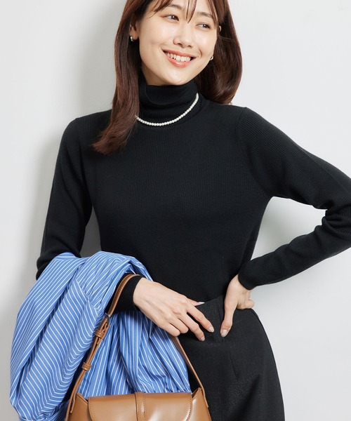 ROPE' PICNIC(ロペピクニック)の「リブタートルネックニットプルオーバー/アンチピリング・帯電防止(ニット/セーター・レディース・ブラック/ホワイト系その他5/キナリ/ライトグレー/レッド・38)」の10枚目の写真