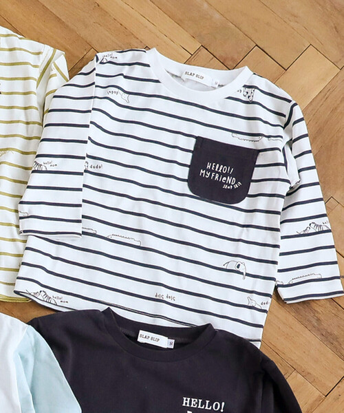 SLAP SLIP(スラップスリップ)の「【スララク/防汚加工】いろいろデザイン長袖Tシャツ(80~130cm)(Tシャツ/カットソー・キッズ・パープル/イエロー/グリーン系その他/ホワイト/レッド/ピンク/グリーン/ホワイト系その他/パープル系その他/レッド系その他/オフホワイト/ブルー/ブラック系その他/ホワイト系その他2/ブラック/ピンク系その他・130cm/80cm/90cm/110cm/100cm/120cm)」の6枚目の写真
