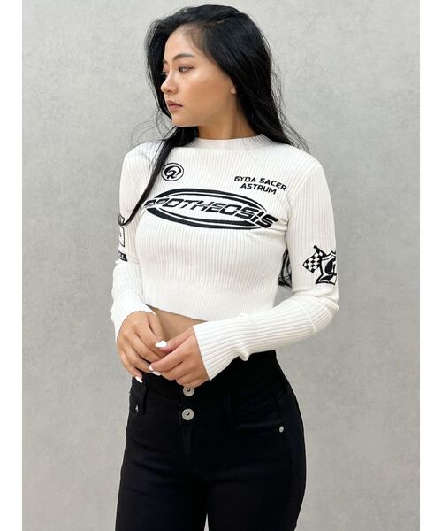 セール】レーサーデザインembroideryニットトップス（ニット