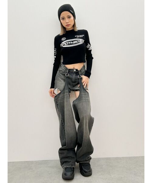 ニット セーター レーサーデザインembroideryニットトップス レディース セール】レーサーデザインembroideryニットトップス（ニット