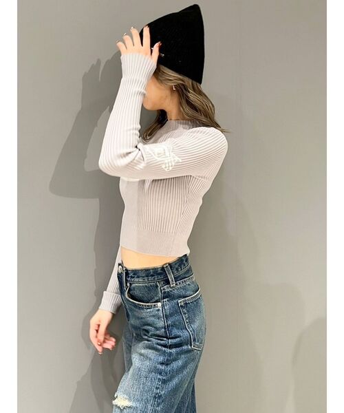 GYDA(ジェイダ)の「レーサーデザインembroideryニットトップス(ニット/セーター・レディース・オフホワイト/グレー/ブラック・FREE)」の8枚目の写真