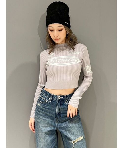 GYDA(ジェイダ)の「レーサーデザインembroideryニットトップス(ニット/セーター・レディース・オフホワイト/グレー/ブラック・FREE)」の9枚目の写真