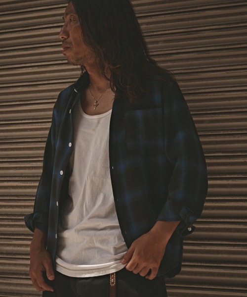 ALL RUNS(オールランズ)の「オンブレチェックシャツ 2026年春夏(シャツ/ブラウス・メンズ・ブラック/ブルー/レッド・M/L/XL)」の13枚目の写真