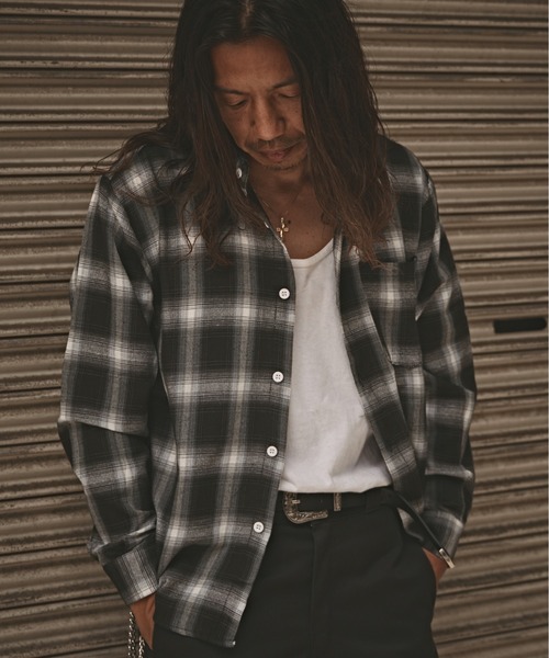 ALL RUNS(オールランズ)の「オンブレチェックシャツ 2026年春夏(シャツ/ブラウス・メンズ・ブラック/ブルー/レッド・M/L/XL)」の19枚目の写真