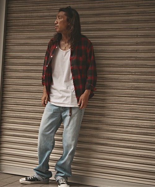 ALL RUNS(オールランズ)の「オンブレチェックシャツ 2026年春夏(シャツ/ブラウス・メンズ・ブラック/ブルー/レッド・M/L/XL)」の9枚目の写真