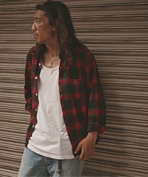 ALL RUNS(オールランズ)の「オンブレチェックシャツ 2026年春夏(シャツ/ブラウス・メンズ・ブラック/ブルー/レッド・M/L/XL)」の5枚目の写真