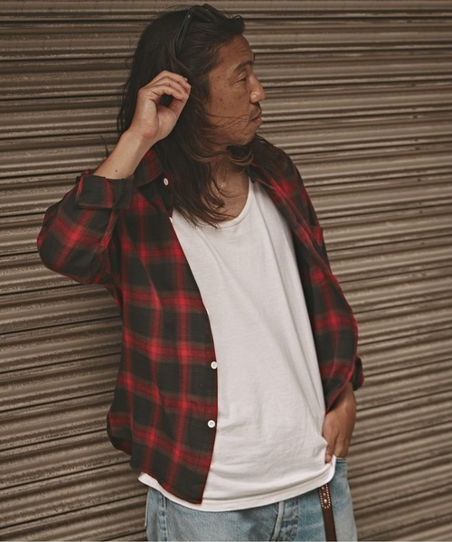 ALL RUNS(オールランズ)の「オンブレチェックシャツ 2026年春夏(シャツ/ブラウス・メンズ・ブラック/ブルー/レッド・M/L/XL)」の7枚目の写真