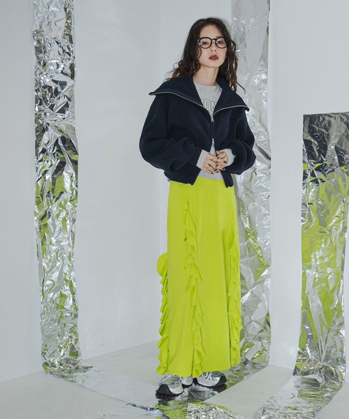 bohmal(ボマール)の「ダブルジップビッグカラーニットカーデ(ニット/セーター・レディース・アイボリー/グレー/ネイビー・FREE)」の17枚目の写真