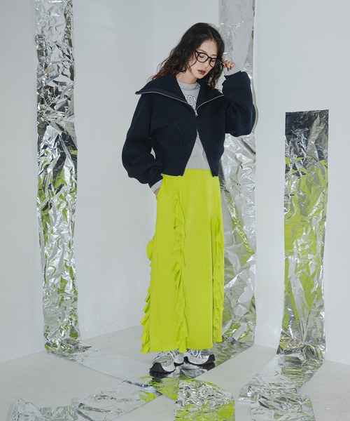 bohmal(ボマール)の「ダブルジップビッグカラーニットカーデ(ニット/セーター・レディース・アイボリー/グレー/ネイビー・FREE)」の19枚目の写真