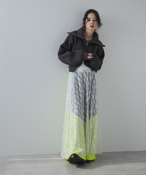 bohmal(ボマール)の「ダブルジップビッグカラーニットカーデ(ニット/セーター・レディース・アイボリー/グレー/ネイビー・FREE)」の21枚目の写真