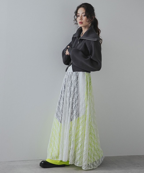 bohmal(ボマール)の「ダブルジップビッグカラーニットカーデ(ニット/セーター・レディース・アイボリー/グレー/ネイビー・FREE)」の22枚目の写真