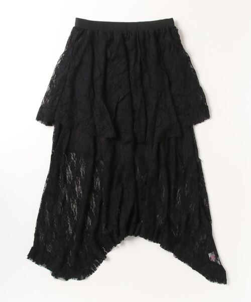 BLACKPEACENOW アシンメトリースカート ベルト レイヤード 黒 アシンメトリーシアーレイヤードスカート[ws04] | レディース