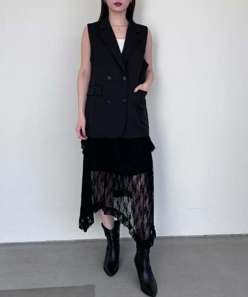 BLACKPEACENOW アシンメトリースカート ベルト レイヤード 黒 アシンメトリースカート S074 | Ziris