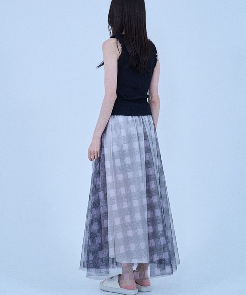 Nora Lily elle(ノラリリーエル)の「【Nora Lily】「elle」Sheer Check Skirt(スカート・レディース・ベージュ/レッド/グレー・FREE)」の21枚目の写真