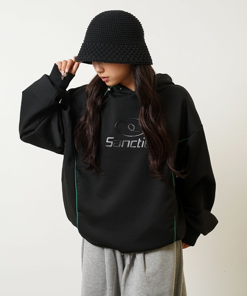 1111clothing(ワンフォークロージング)の「パイピング メタルプリント パーカー / Piping Metal Printed Hoodie(パーカー・メンズ・ブラック/オフホワイト・M/L)」の13枚目の写真