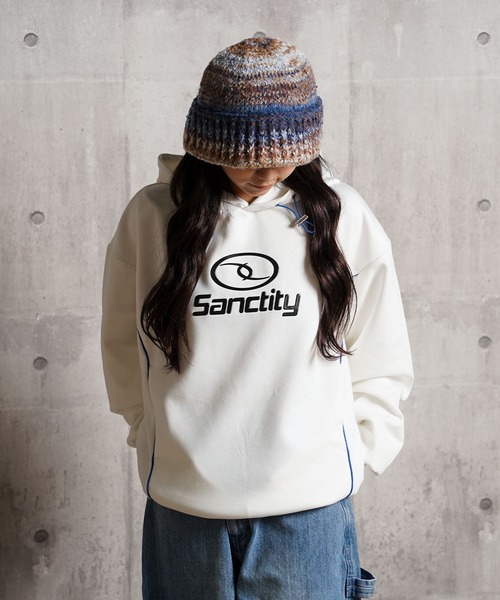 1111clothing(ワンフォークロージング)の「パイピング メタルプリント パーカー / Piping Metal Printed Hoodie(パーカー・メンズ・ブラック/オフホワイト・M/L)」の8枚目の写真