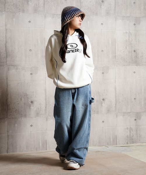 1111clothing(ワンフォークロージング)の「パイピング メタルプリント パーカー / Piping Metal Printed Hoodie(パーカー・メンズ・ブラック/オフホワイト・M/L)」の9枚目の写真