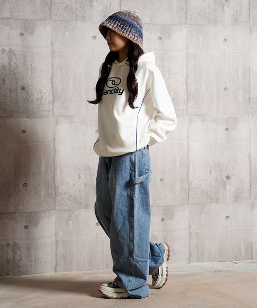 1111clothing(ワンフォークロージング)の「パイピング メタルプリント パーカー / Piping Metal Printed Hoodie(パーカー・メンズ・ブラック/オフホワイト・M/L)」の10枚目の写真