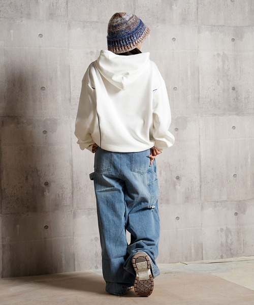 1111clothing(ワンフォークロージング)の「パイピング メタルプリント パーカー / Piping Metal Printed Hoodie(パーカー・メンズ・ブラック/オフホワイト・M/L)」の11枚目の写真