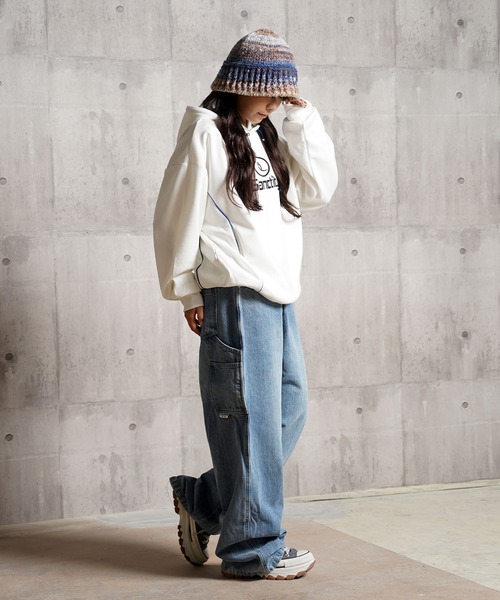 1111clothing(ワンフォークロージング)の「パイピング メタルプリント パーカー / Piping Metal Printed Hoodie(パーカー・メンズ・ブラック/オフホワイト・M/L)」の12枚目の写真