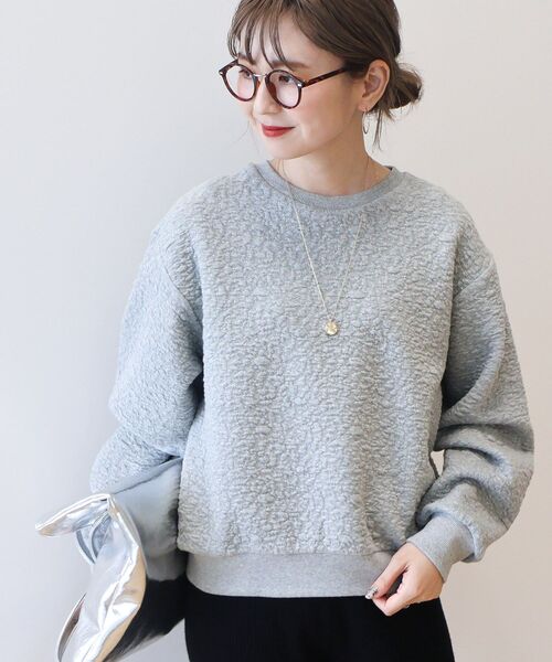 トレーナー スウェット EMAGO ふくれジャガードプルオーバー レディース Emago トレーナー スウェット EMAGO ふくれジャガードプル