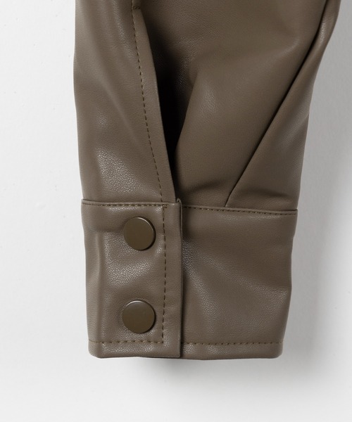 me+em select（ミームセレクト）の「【 ２WAY  】スタンドカラーベルテッドフェイクレザーショートブルゾン ／ stand collar belted fake leather short blouson（ブルゾン・レディース・ブラウン/ブラック・FREE）」の8枚目の写真