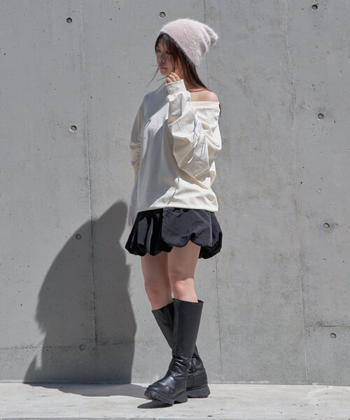 RAY CASSIN（レイカズン）の「アンゴラビーニー（ハット・レディース・ベージュ/オレンジ/チャコールグレー・FREE）」の6枚目の写真