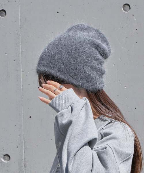 RAY CASSIN（レイカズン）の「アンゴラビーニー（ハット・レディース・ベージュ/オレンジ/チャコールグレー・FREE）」の11枚目の写真