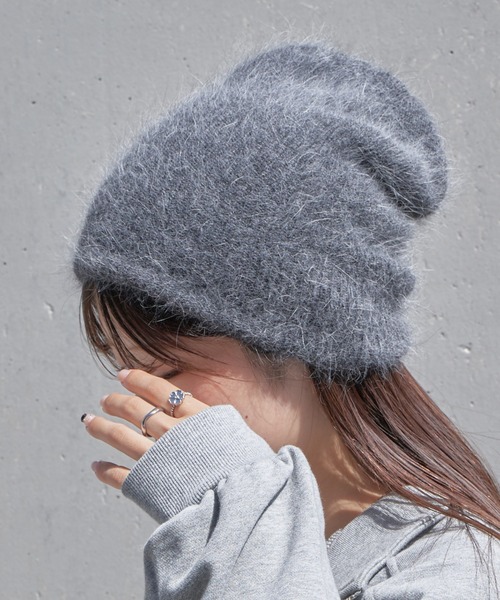 RAY CASSIN（レイカズン）の「アンゴラビーニー（ハット・レディース・ベージュ/オレンジ/チャコールグレー・FREE）」の2枚目の写真