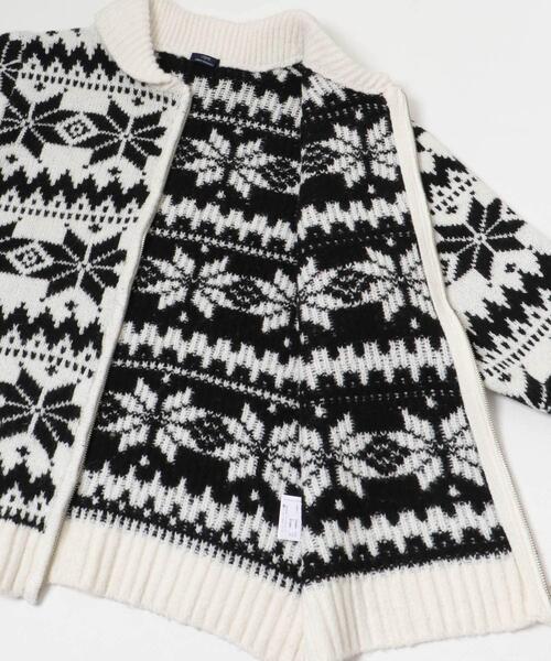 ITEMS URBANRESEARCH（アイテムズ アーバンリサーチ）の「カウチン ジップアップ ニットジャケット（ニット/セーター・メンズ・ブラック/ホワイト・LARGE/MEDIUM）」の11枚目の写真