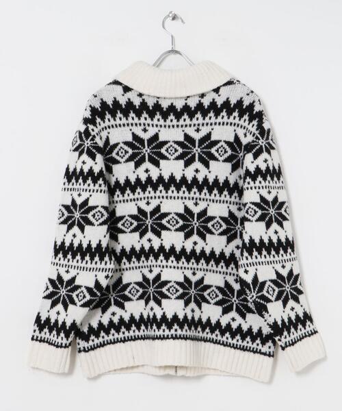 ITEMS URBANRESEARCH（アイテムズ アーバンリサーチ）の「カウチン ジップアップ ニットジャケット（ニット/セーター・メンズ・ブラック/ホワイト・LARGE/MEDIUM）」の12枚目の写真