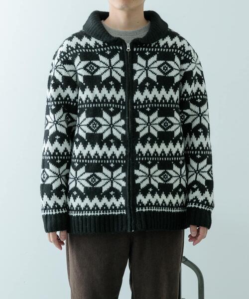 ITEMS URBANRESEARCH（アイテムズ アーバンリサーチ）の「カウチン ジップアップ ニットジャケット（ニット/セーター・メンズ・ブラック/ホワイト・LARGE/MEDIUM）」の20枚目の写真