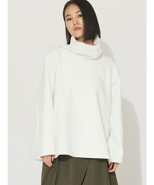 MIDIUMISOLID for Ladies ダブルニットハイネックロングプルオーバー