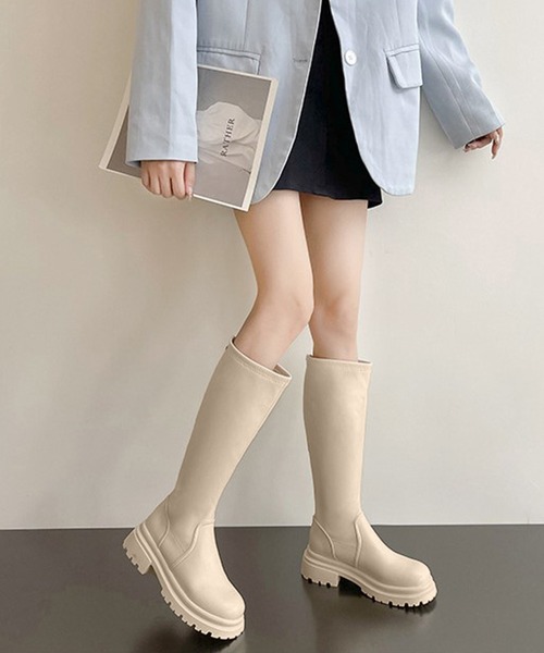 IRADOWL(アイラドール)の「バックジップラウンドトゥシンプルロングブーツ(ブーツ・レディース・ブラック/ブラウン/アイボリー・36/39/35/37/38)」の2枚目の写真
