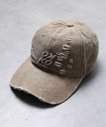 B.I.D.（ビーアイディー）の「《Lilamusant(リラミュゾン)》ヴィンテージライクフロントロゴ刺繍キャップ ウォッシュ加工 ダメージ加工 カレッジロゴ グランジ Y2K 韓国ストリート（キャップ）」
