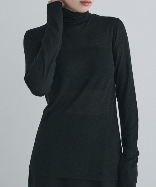 kiehtova（キエトヴァ）の「【kiehtova】/SHEER LONG TURTLE TOPS/シアー ロング タートル トップス（Tシャツ/カットソー・レディース・ブラック/ネイビー・FREE）」の2枚目の写真