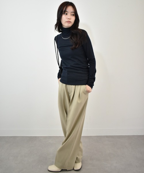 kiehtova（キエトヴァ）の「【kiehtova】/SHEER LONG TURTLE TOPS/シアー ロング タートル トップス（Tシャツ/カットソー・レディース・ブラック/ネイビー・FREE）」の14枚目の写真